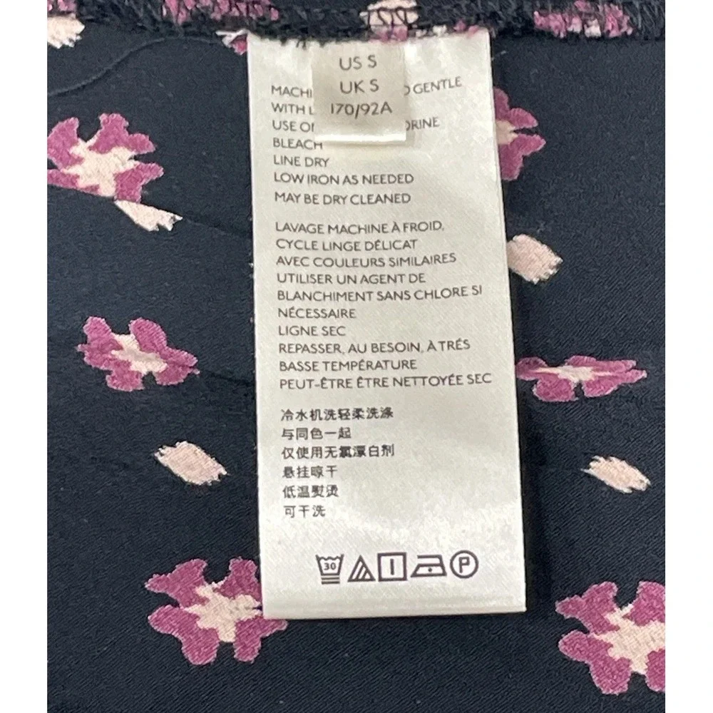 Free‎ People Women Midi Dress Black Floral Calico Skies Cottagecore Boho Sz S